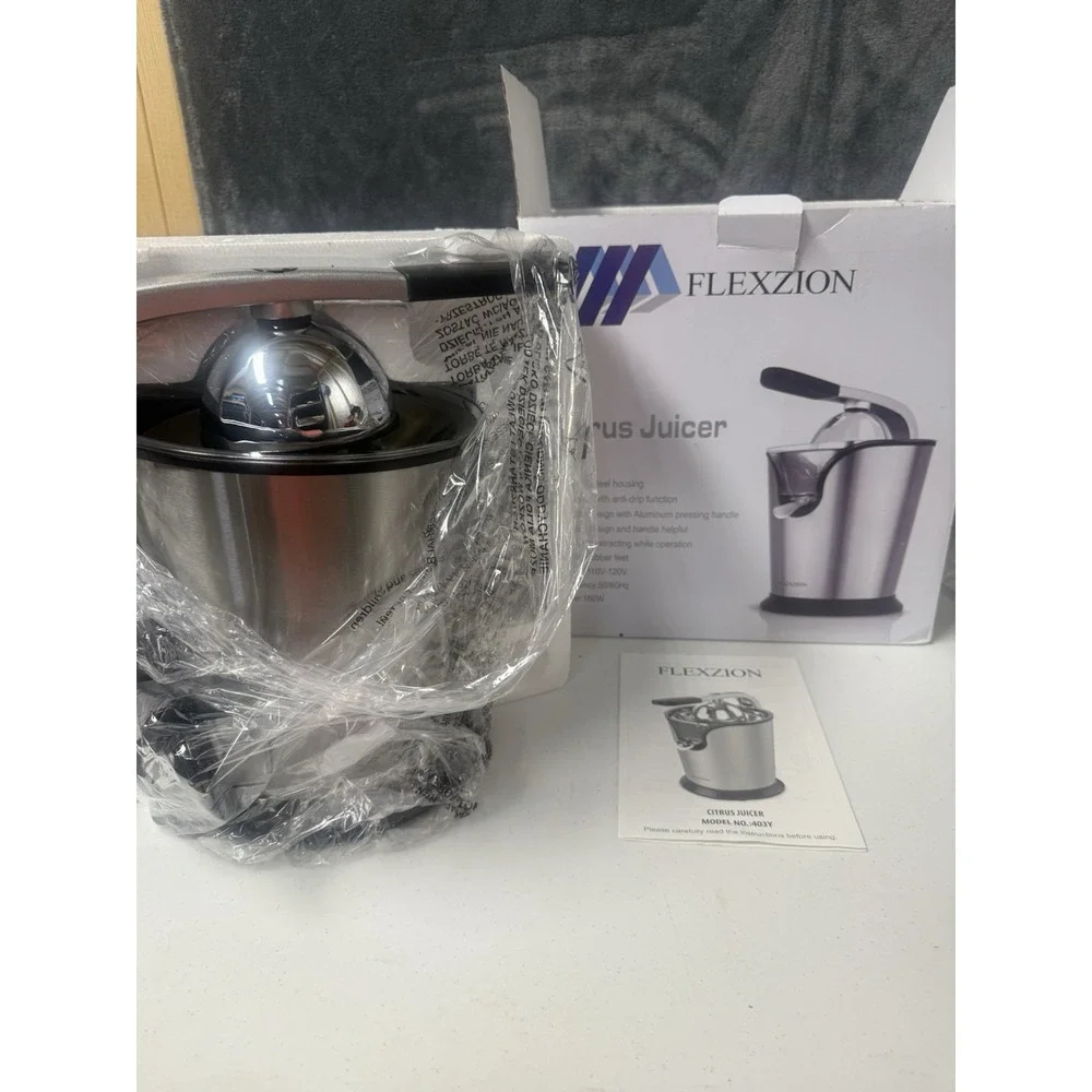 Flexzion Electric Citrus Juicer 160W Stainless Steel Orange Squeezer Open Box